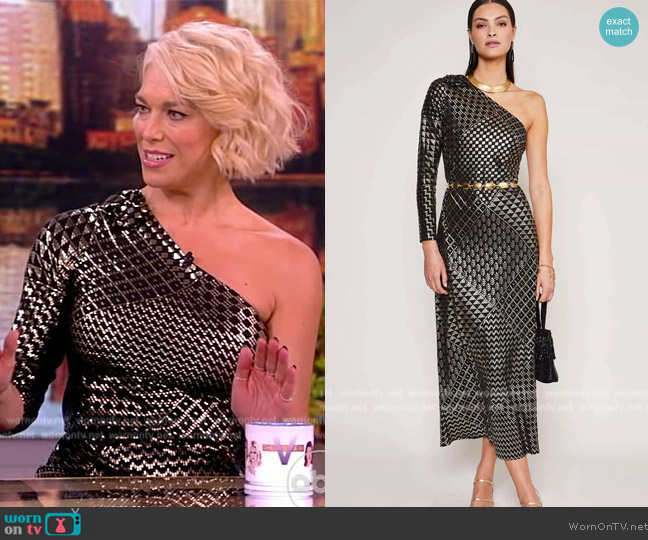 Rixo Jenny Silk Dress worn by Hannah Waddingham on The View