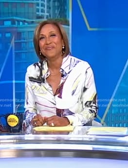 Robin's abstract print blouse on Good Morning America