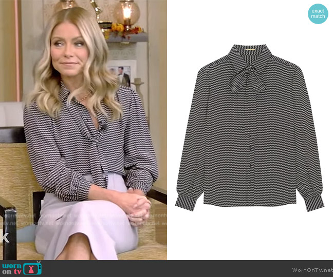 WornOnTV: Kelly’s black checkered blouse on Live with Kelly and Mark ...