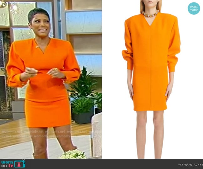 Saint Laurent V-Neck Long Sleeve Wool Minidress worn by Tamron Hall on Tamron Hall Show