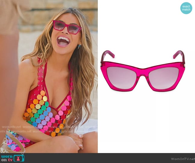 Saint Laurent Kate 55MM Cat Eye Sunglasses worn by Chrishell Stause on Selling Sunset