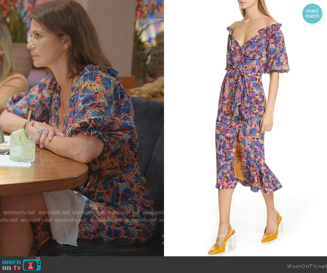 Saloni Olivia Silk Midi Dress worn by Julia Lemigova (Julia Lemigova) on The Real Housewives of Miami