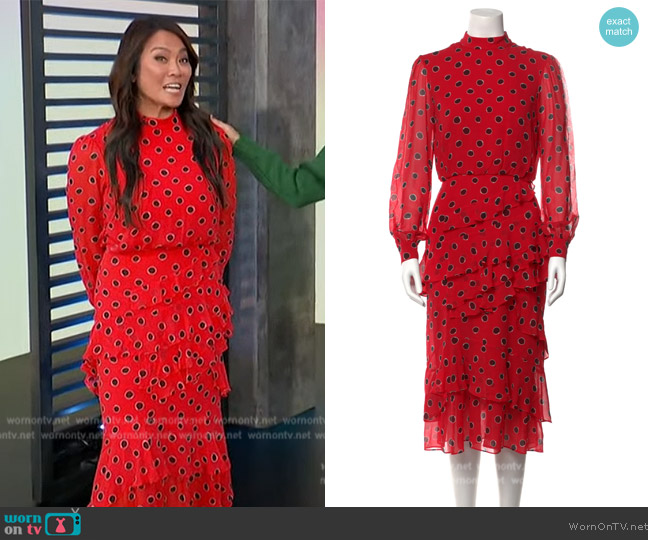 Saloni Silk Midi Length Dress worn by Dr Sandra Lee on Access Hollywood