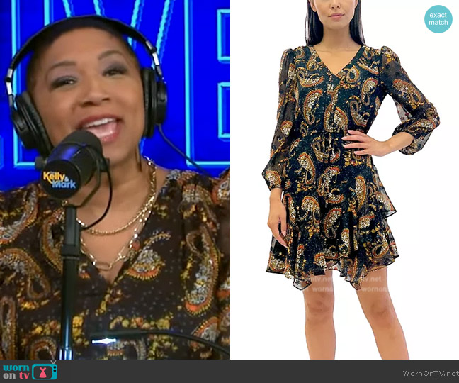 Sam Edelman Tossed-Paisley-Print Mini Dress worn by Deja Vu on Live with Kelly and Mark