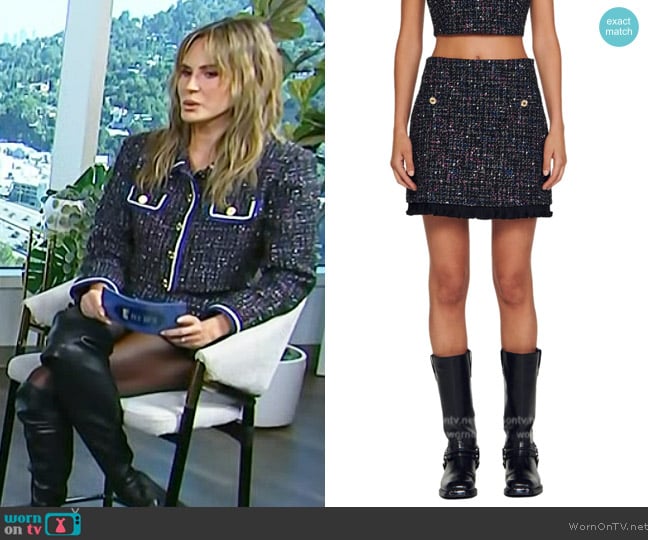 Sandro Keithy Ruffled Tweed Skirt worn by Keltie Knight on E! News