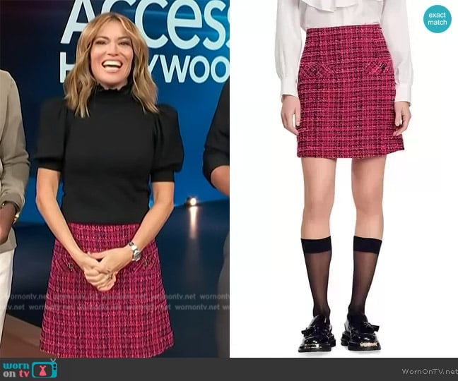 Sandro Andria Tweed Skirt worn by Kit Hoover on Access Hollywood