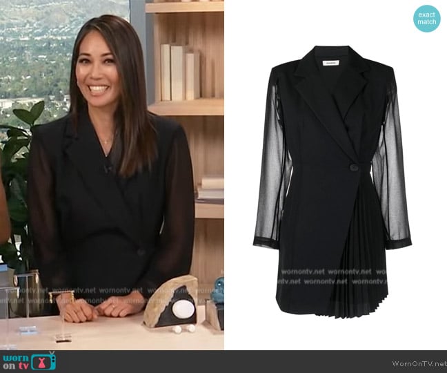 Sandro Wraparound Dress worn by Diane Mizota on Access Hollywood