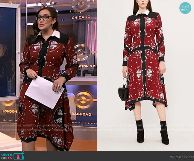 Sandro Rosa Printed Crepe Dress worn by Savannah Sellers on NBC News Daily