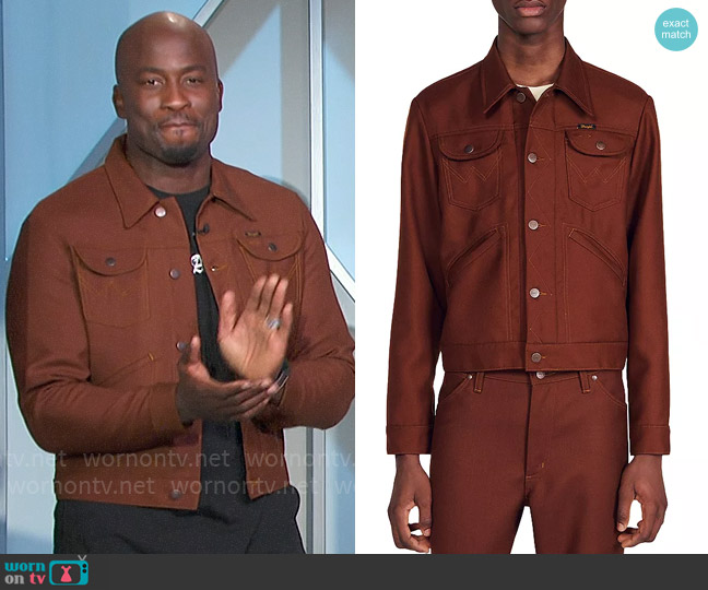 Sandro x Wrangler Shirt Jacket worn by Akbar Gbajabiamila on The Talk