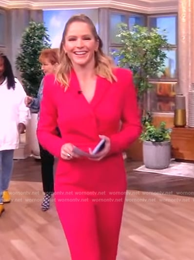 Sara's red blazer jumpsuit on The View