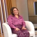Sarah Gelman’s pink button down blouse and jacquard pants on CBS Mornings