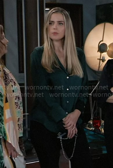 Sasha’s green button down blouse on General Hospital