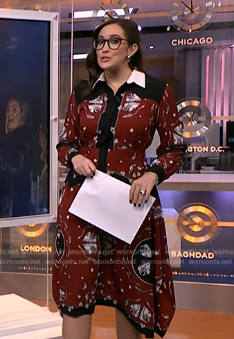 Savannah's red contrast print dress on NBC News Daily