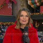 Savannah’s red fur puffer jacket at Macy’s Thanks Giving Parade