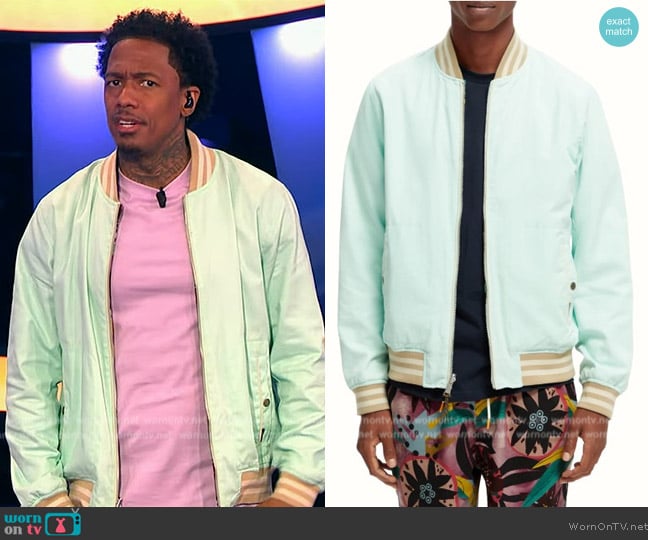 Scotch and Soda Printed reversible bomber jacket worn by Nick Cannon on Beat Shazam