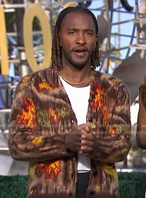 Scott’s printed mohair cardigan on Access Hollywood