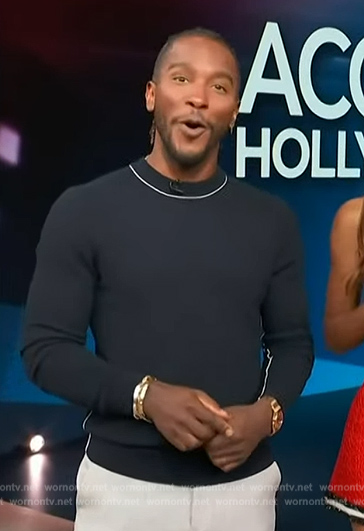 Scott's piping trim sweater on Access Hollywood