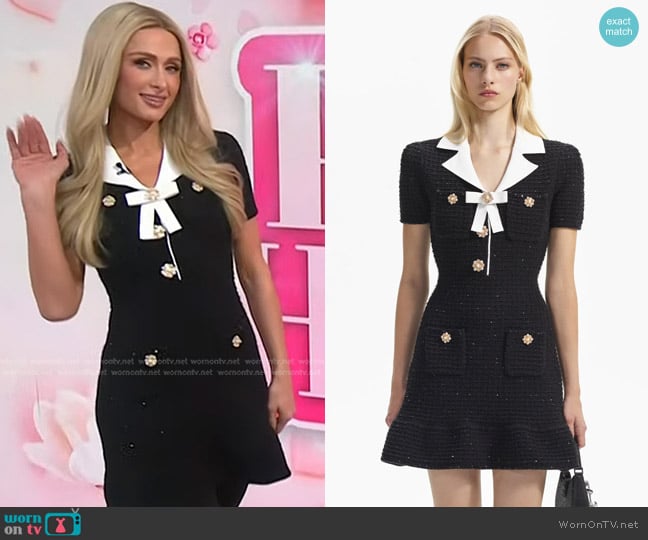 Self Portrait  Knit Bow Mini dress worn by Paris Hilton on Today