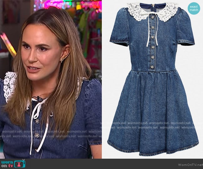 Self Portrait Lace Collar Denim Mini Dress worn by Keltie Knight on E! News