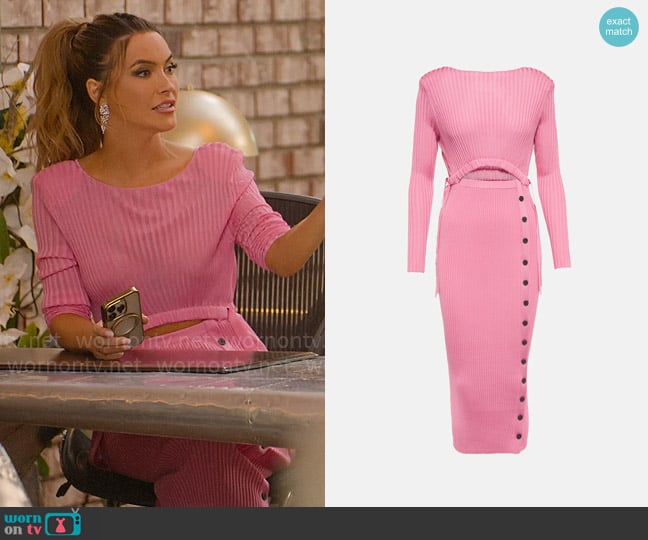 Self Portrait Ribbed-knit midi dress worn by Chrishell Stause on Selling Sunset