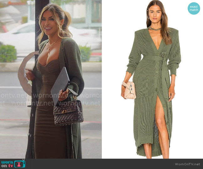 Ser.o.ya Amanda Sweater Dress in Olive worn by Chrishell Stause on Selling Sunset