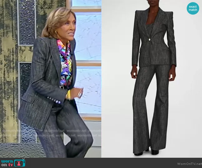 WornOnTV: Robin’s gray suit and printed blouse on Tamron Hall Show ...