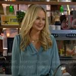 Sharon’s blue blouse on The Young and the Restless