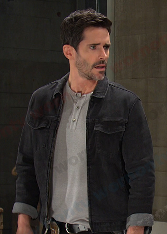 Shawn’s black denim zip jacket on Days of our Lives