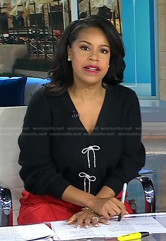 Sheinelle's black bow embellished cardigan on Today