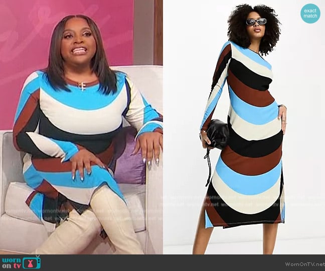 ASOS River Island stripe column midi dress in bright blue worn by Sherri Shepherd on Sherri