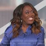 Sheryl blue satin blouse on The Talk