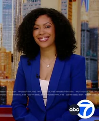 WornOnTV: Shirleen’s blue shawl collar blazer on Good Morning America ...