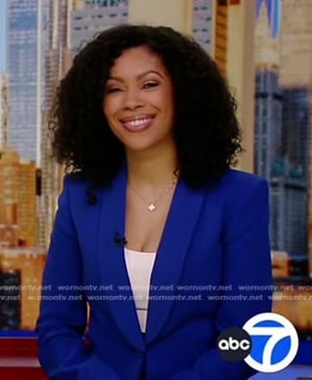 Shirleen’s blue shawl collar blazer on Good Morning America