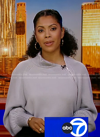 Shirtleen's grey zip neck sweater on Good Morning America