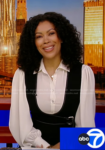 Shirleen's white blouse and belted wrap dress on Good Morning America