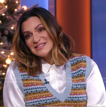 Shoshana Bean’s fair isle sweater vest on Good Morning America