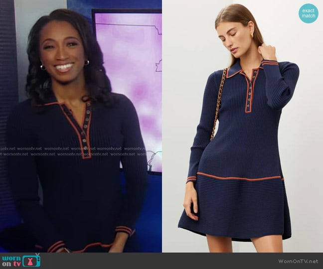 WornOnTV: Brittany’s navy contrast trim polo dress on Good Morning ...