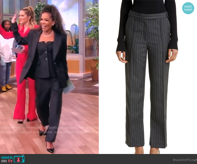 Simkhai Vera Variegated Stripe Wool Blend Ankle Pants worn by Sunny Hostin on The View