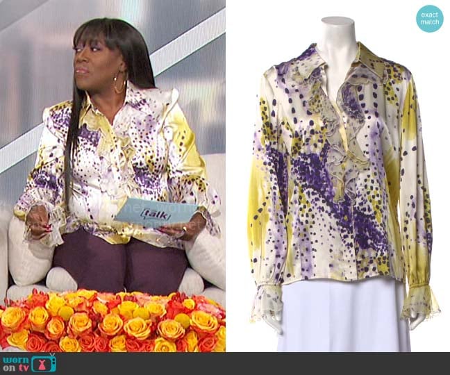 St John Silk Printed Blouse worn by Sheryl Underwood on The Talk