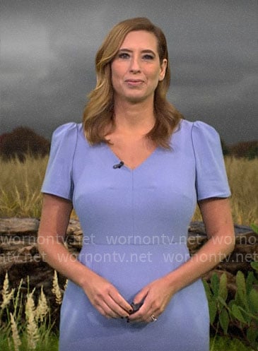 Stephanie Abrams' lavender v-neck dress on CBS Mornings