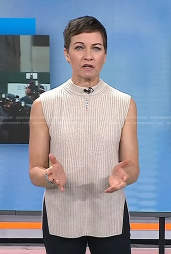 Stephanie’s beige ribbed sleeveless sweater on Today