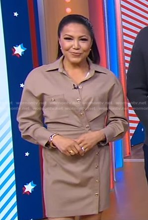 Stephanie’s beige shirtdress on Good Morning America