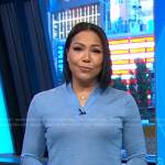 Stephanie’s blue v-neck sweater on Good Morning America