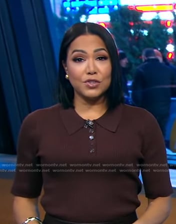 Stephanie’s brown ribbed polo on Good Morning America