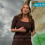 Stephanie Abrams’ brown square neck midi dress on CBS Mornings