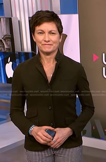 Stephanie Gosk’s dark green jacket on NBC News Daily