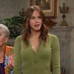 Stephanie’s green button down ribbed dress on Days of our Lives