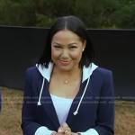 Stephanie’s navy blazer with hoodie on Good Morning America