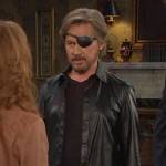 Steve’s black snap button leather shirt on Days of our Lives