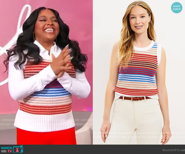 Loft Striped Sweater Shell worn by Sherri Shepherd on Sherri